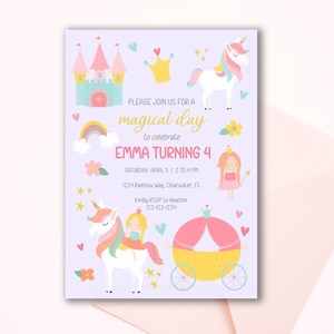 Editable Princess Birthday Invitation, Princess Party Invite, Princess Party, Editable Invitation Template, Printable Birthday Invitation