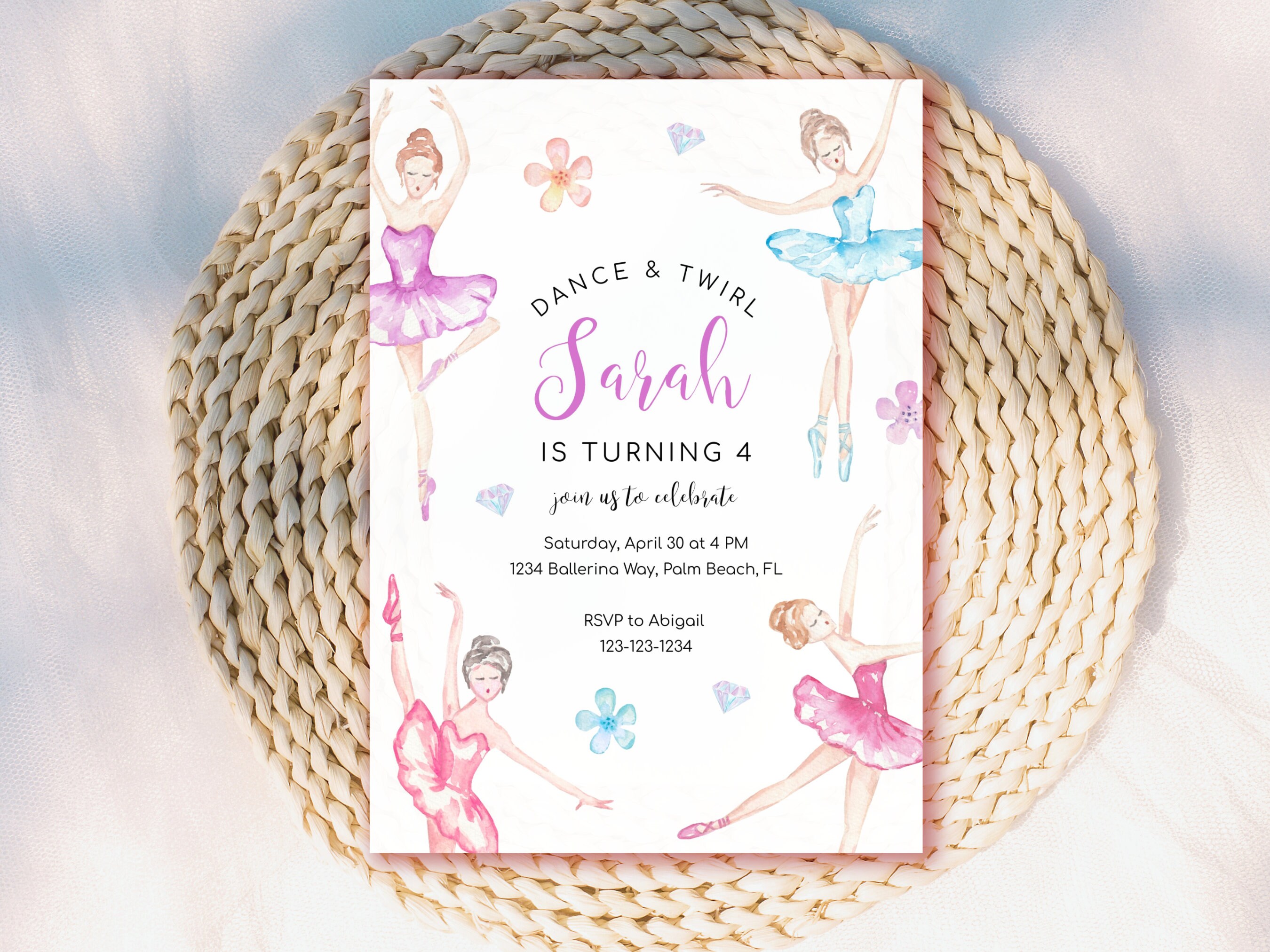 Editable Ballerina Birthday Invitation, Ballet Party Invite, Ballerina ...