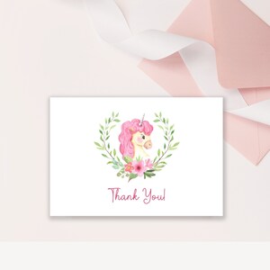 Tarjeta de agradecimiento de cumpleaños de unicornio editable, gracias de unicornio, plantilla de tarjeta de agradecimiento editable, tarjeta de agradecimiento imprimible, descarga digital imagen 4