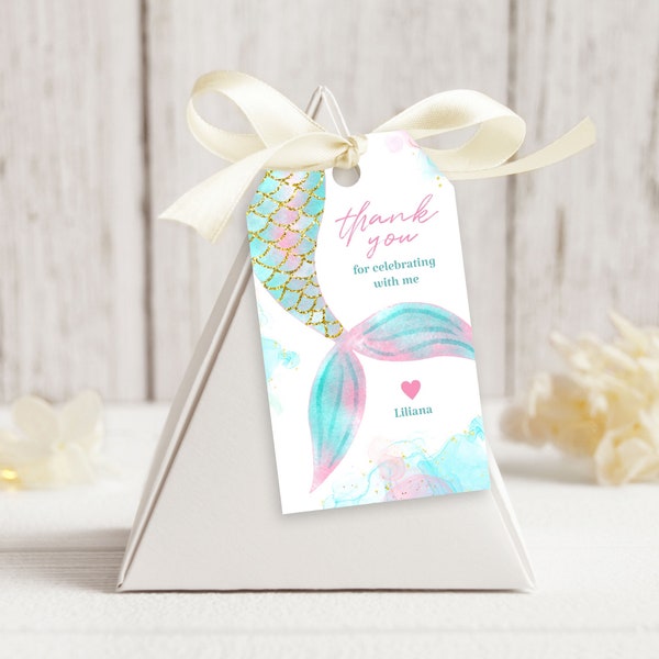 Editable Mermaid Party Favor Tag for Kids, Mermaid Gift Tag, Under the Sea Party, Printable Favor Tag, Mermaid Party, Editable Thank You Tag