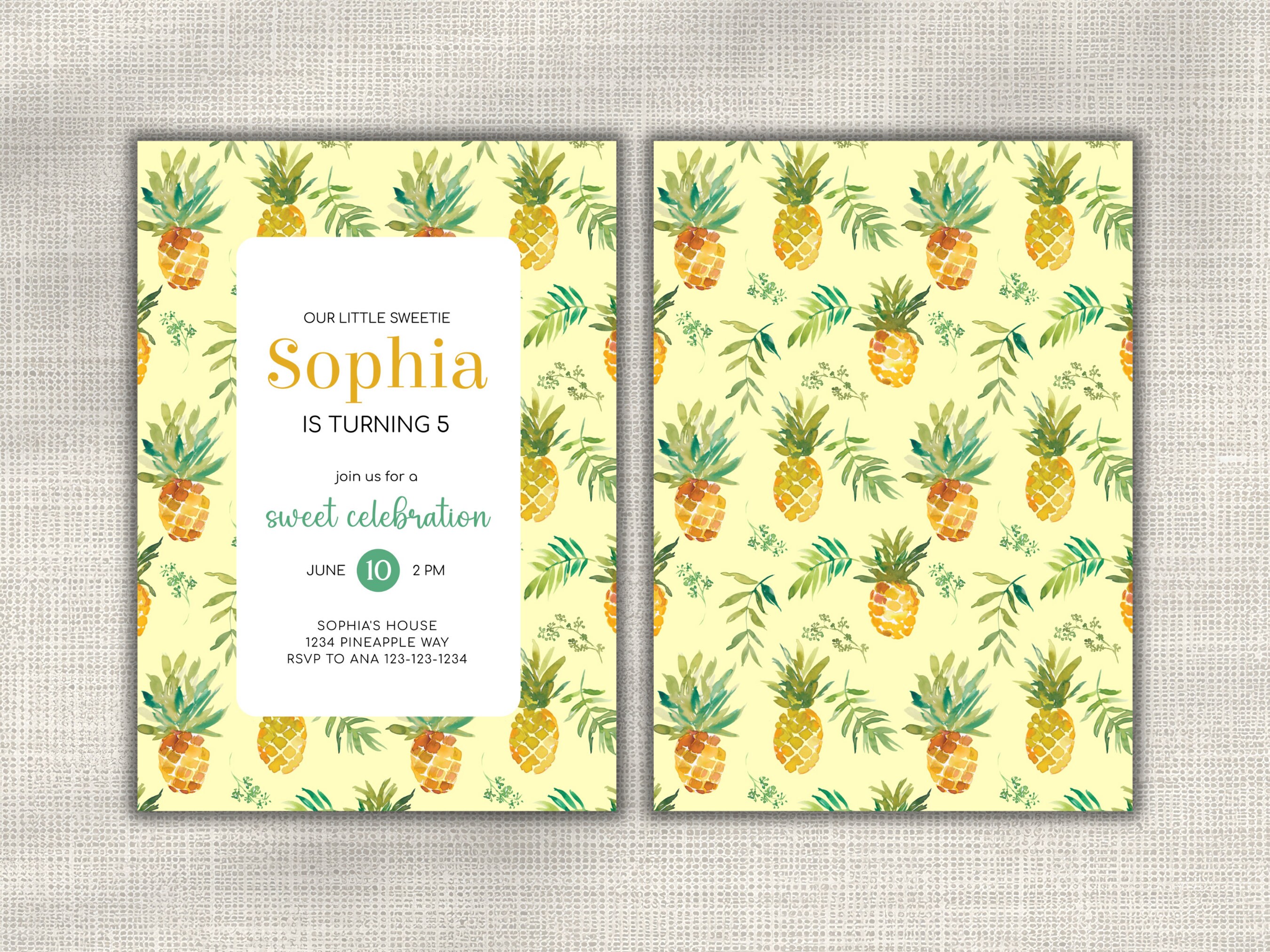 Pineapple Birthday Invitation Template, Pineapple Party Invite ...