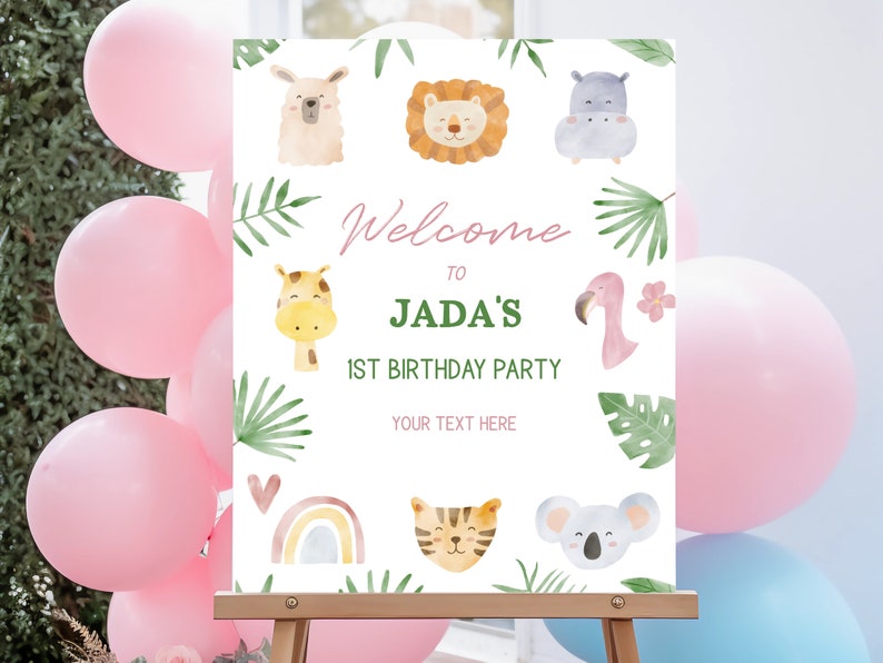 Editable Wild One Birthday Welcome Sign, Birthday Party Sign, Wild One ...