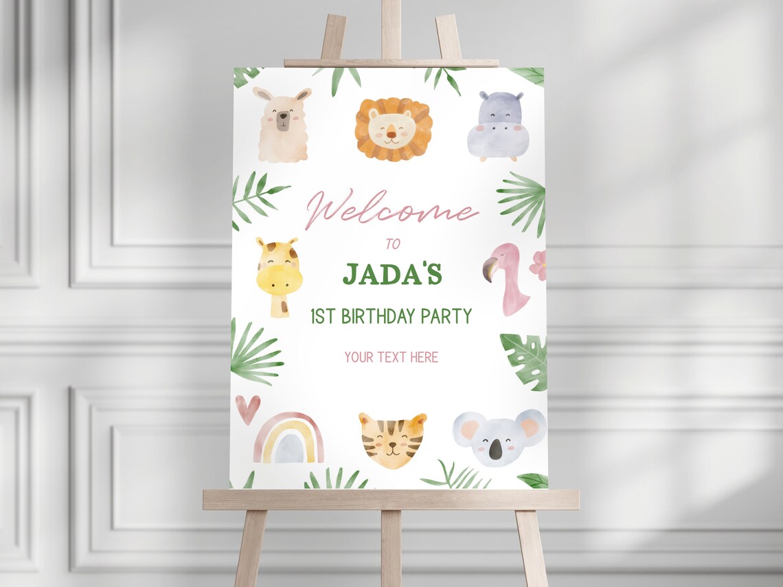 Editable Wild One Birthday Welcome Sign, Birthday Party Sign, Wild One ...