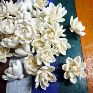 15 Lotus White Sola Wood Diffuser Flowers 5 cm Dia.