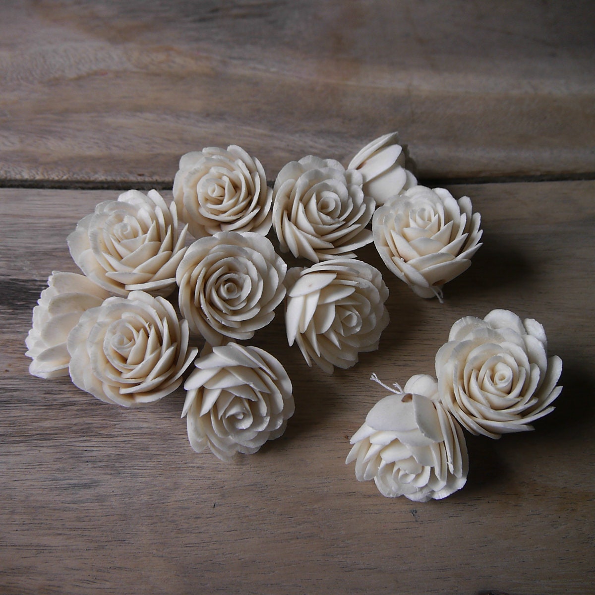 Kaufe 4 Stück Diffusor-Blume mit Baumwollfaden, Holz-Rosenblume