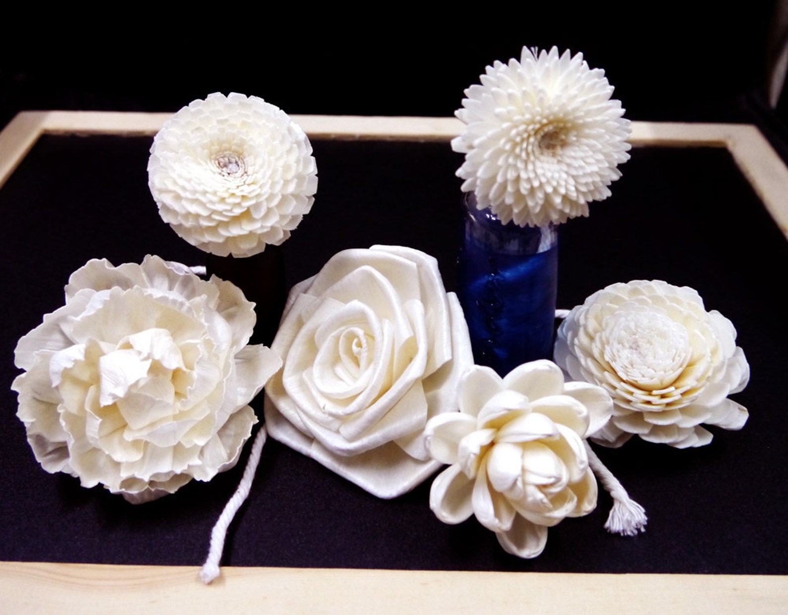 10 Sola Wood Diffuser Flowers With Cotton Rope, Mix of Zinnia ...