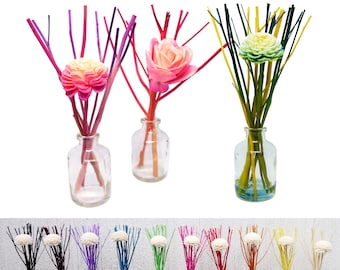 5 buketter med Sola-diffusorblommor, 6,5/8,5 cm rörblad, med alternativ för färgat rörblad eller naturvitt rörblad.