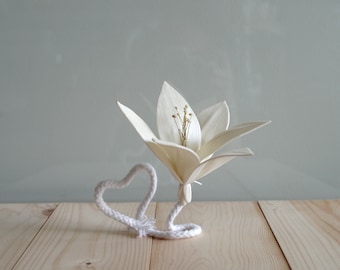 12 Lily Sola Wood Diffuser Flowers 10cm Dia. with an option of 7.5in rope or 10in rope with hidden wire stem