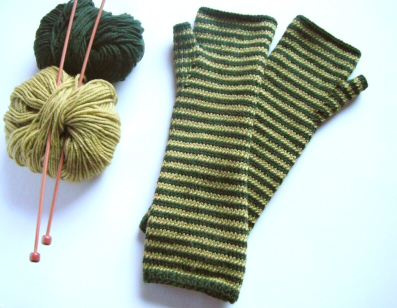 Fingerless Mittens in Kiwi and Forest Green Wool & Cashmere Etsy