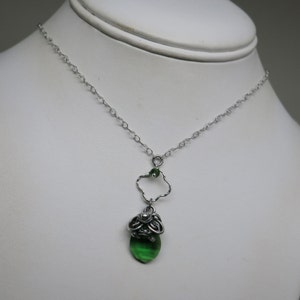 Iulius necklace ... sterling and fine silver / wire wrapped / emerald Swarovski leaf image 5