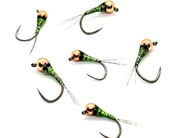 Olive Flash Perdigons (2 flies)