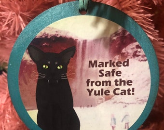 Marked Safe from Icelandic Yule Cat Who Is Going to EAT YOU Holiday Xmas tree Ornament Wood -- 1000 Handmade Project 2021 Iceland waterfall