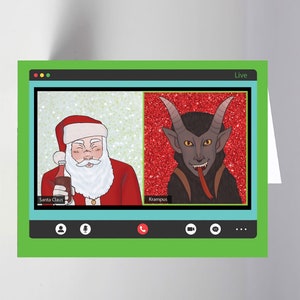 SALE 10 Pack Santa en Krampus Ontmoeten elkaar op Zoom Christmas Xmas Cards