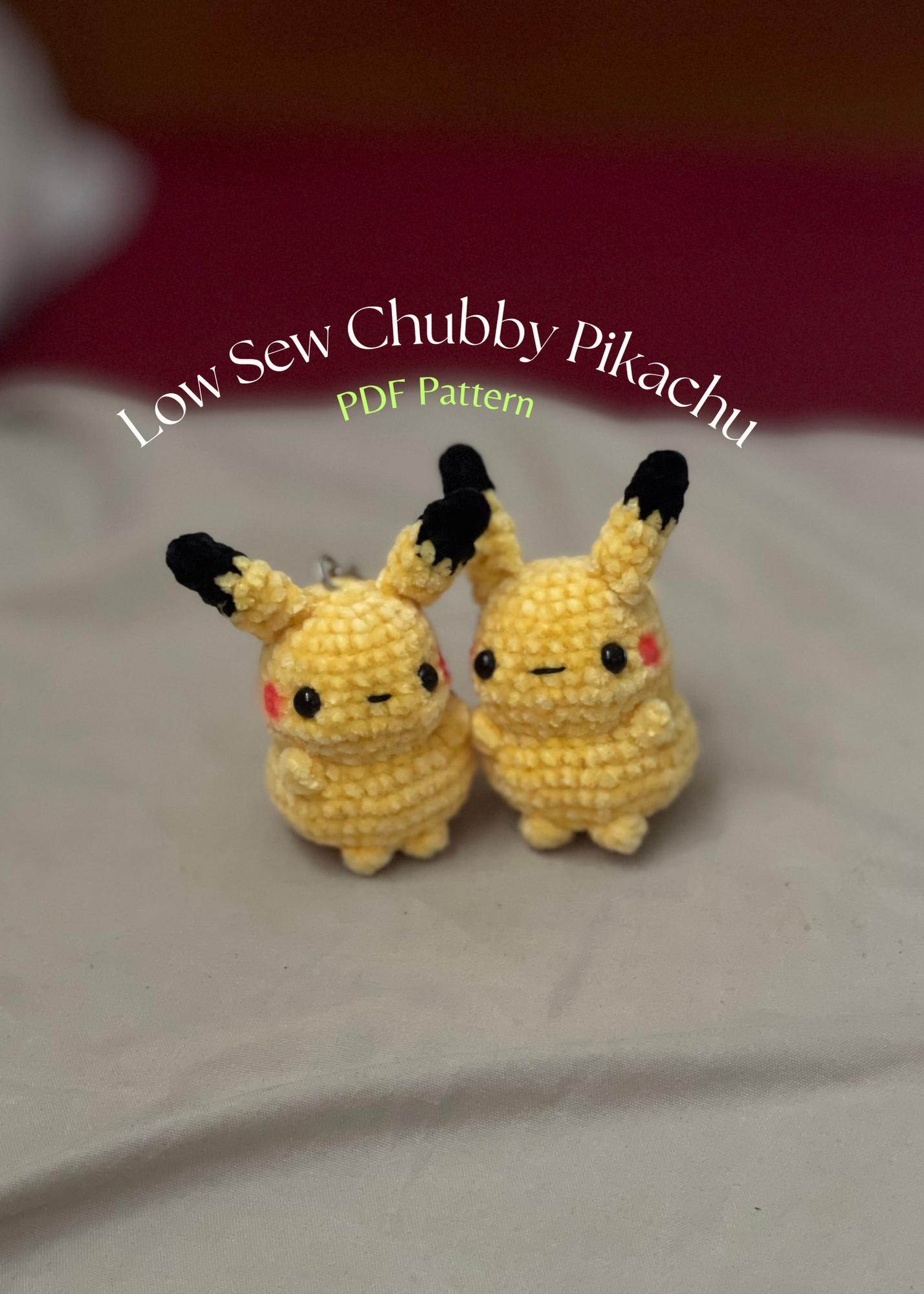 Low Sew Pikaboo Pattern, Crochet Pattern PDF, Cute Amigurumi Pokemon Chibi