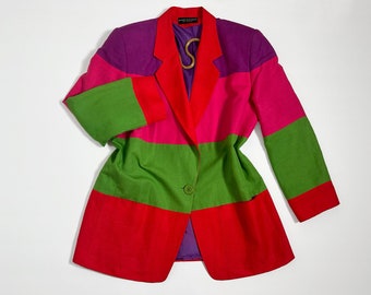 Bernard Holtzman Colorblock Linen Blazer