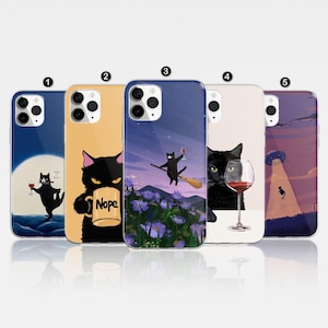 Funny Cat Phone Case Kitten Art Cover for iPhone 16 Pro Max, 15 Plus, 14, 13, 12, 11, XS & Samsung S25, S24, A55, A54, Pixel 9 Pro 8
