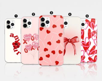 Cute Love Phone Case Aesthetic Romance Cover for iPhone 17 Pro Max, 16e, 15, 14, 12 & Samsung S25 Ultra, S24 FE, A56, Pixel 9 Pro 8