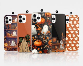 Halloween Phone Case Cute Spooky Cover for iPhone 17 Pro Max, 16e, 15, 14, 12 & Samsung S25 Ultra, S24 FE, A56, Pixel 9 Pro 8