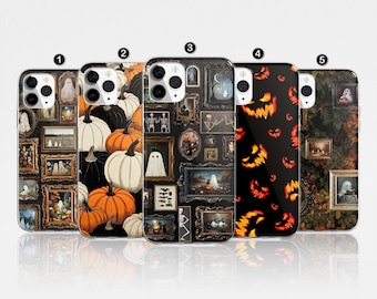 Halloween Phone Case Ghost Pumpkin Cover for iPhone 17 Pro Max, 16e, 15, 14, 12 & Samsung S25 Ultra, S24 FE, A56, Pixel 9 Pro 8