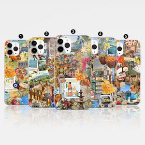 Italien Sommer Handyhülle Europa Collage Cover für iPhone 16 Pro Max, 15 Plus, 14, 13, 12, 11, XS & Samsung S25, S24, A55, A54, Pixel 9 Pro 8