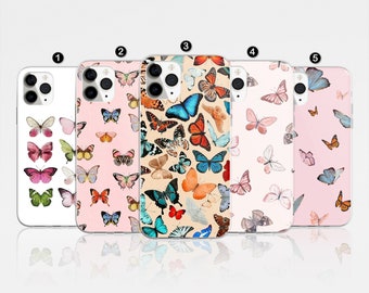 Butterfly-telefoonhoesje Butterflies Cover voor iPhone 17 Pro Max, 16e, 15, 14, 12 en Samsung S25 Ultra, S24 FE, A56, Pixel 9 Pro 8