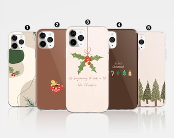 Aesthetic Christmas Phone Case Xmas Pattern Cover voor iPhone 17 Pro Max, 16e, 15, 14, 12 en Samsung S25 Ultra, S24 FE, A56, Pixel 9 Pro 8