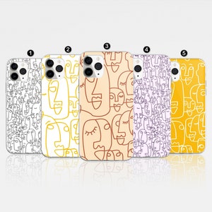 Face Line Art Phone Case Abstract Cover for iPhone 16 Pro Max, 15 Plus, 14, 13, 12, 11, XS & Samsung S25, S24, A55, A54, Pixel 9 Pro 8
