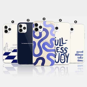 Dunkelblau Handyhülle Aesthetic Statement Cover für iPhone 16 Pro Max, 15 Plus, 14, 13, 12, 11, XS & Samsung S25, S24, A55, A54, Pixel 9 Pro 8