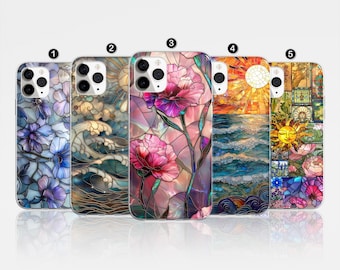 Stained Glass Look Phone Colorful Cover for iPhone 17 Pro Max, 16e, 15, 14, 12 & Samsung S25 Ultra, S24 FE, A56, Pixel 9 Pro 8