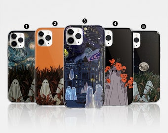 Ghost Phone Case Spooky Halloween Cover for iPhone 17 Pro Max, 16e, 15, 14, 12 & Samsung S25 Ultra, S24 FE, A56, Pixel 9 Pro 8