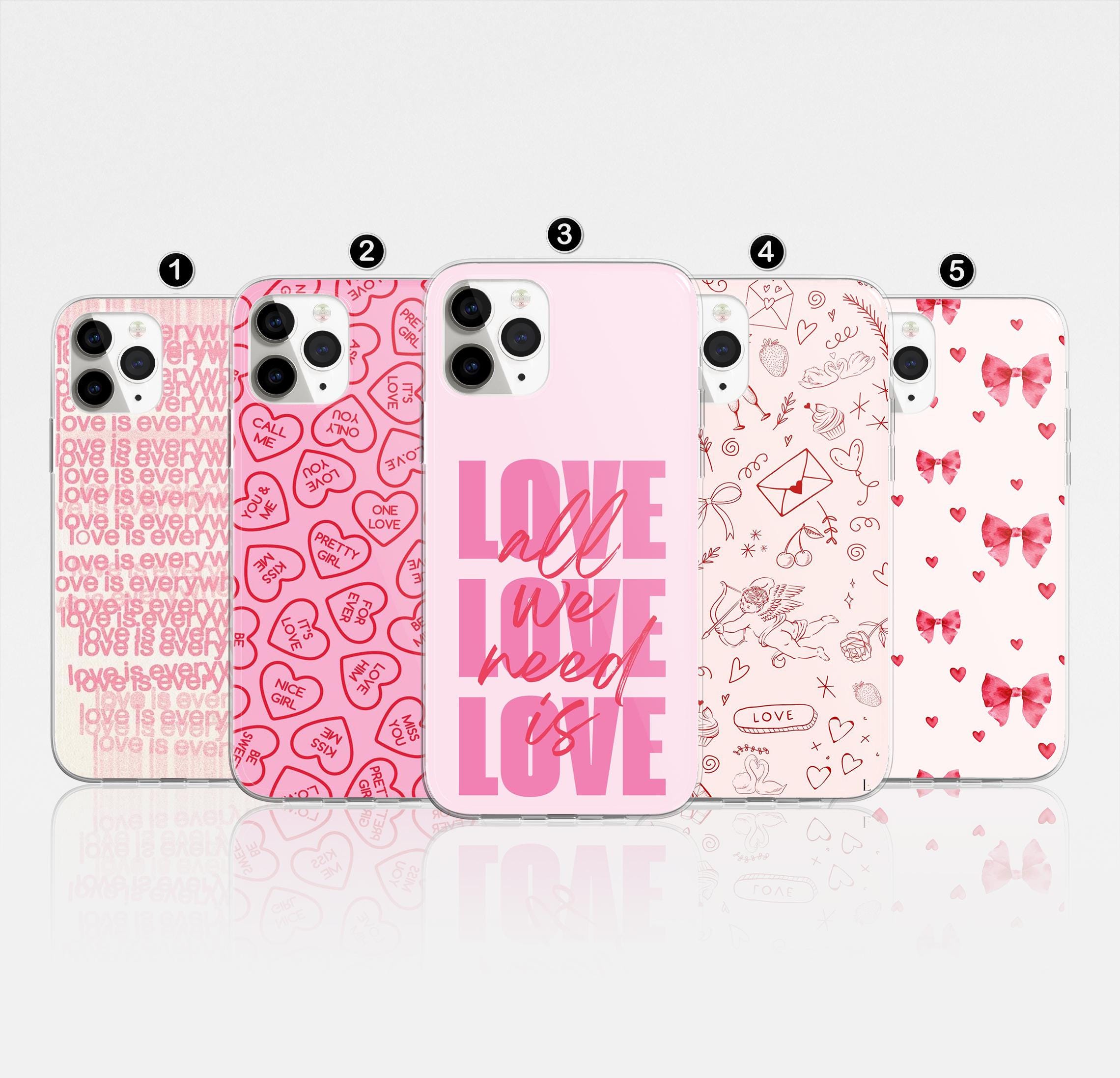 Cute Love Phone Case Aesthetic Romance Cover for iPhone 17 Pro Max, 16e,  15, 14, 12 \u0026 Samsung S25 Ultra, S24 FE, A56, Pixel 9 Pro 8, image size:2280x2196