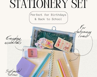 Ready-to-Gift Stationery Set - Pastel School Supplies, Birthday Gift for Stationery Lovers