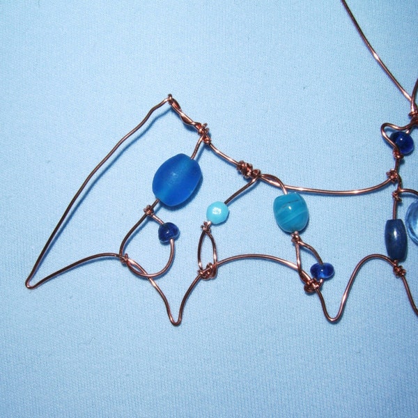 Blue beaded copper wire bat (7 dollar sale)