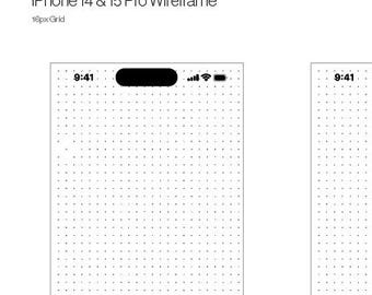 iPhone 15 Pro & 14 Pro Wireframe Template: UX/UI Sketching PDF with 16px Grid