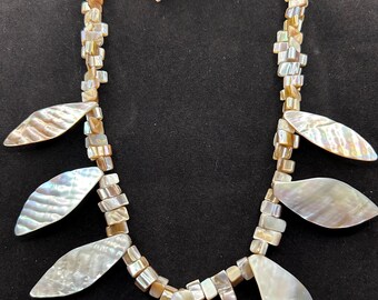 Unique Mother of Pearl Necklace and Earrings Set Handcrafted in my Studio