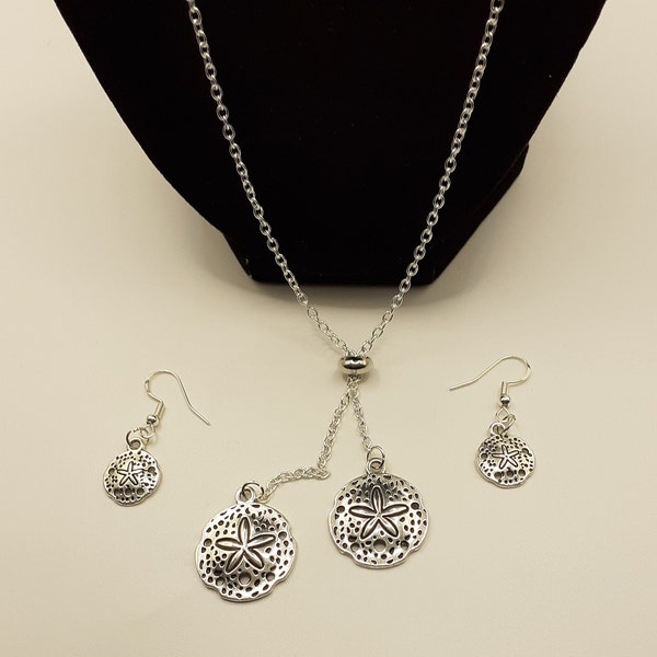 Lariat necklace and earring set