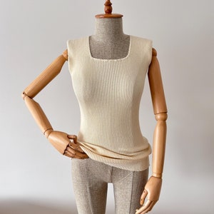 Ropa interior orgánica hecha a mano, camiseta sin mangas de algodón orgánico, camisola natural, camisola de calidad superior, ropa interior Vingate hecha a mano