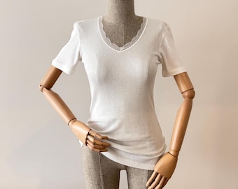 Floral Pointelle Organic Cotton T-shirt: Vintage Homewear