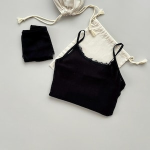 Organic Cotton Homewear Set, Black Homewear Set , Black Cotton Sleepwear, Cotton Lingerie Set, Black Lingerie Set