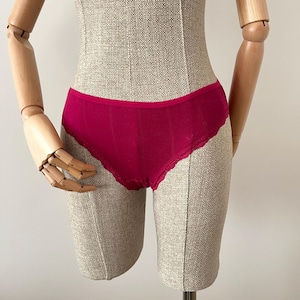 Organic Cotton Pointelle Panty Set - Cherry Red, Heart Design