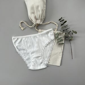 White Cotton Panties Set, Organic Low Rise Panty Set, White Underwear, Cotton Lingerie, Two Pack, Three Pack, Four Pack
