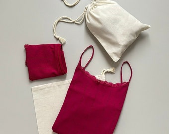 Organic Cotton Homewear Set, Cherry Red Homewear Set , Cherry Red Cotton Sleepwear, Cotton Lingerie Set, Red Lingerie Set