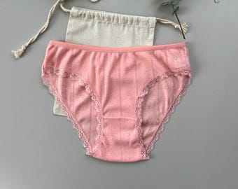 Organic Pink Cotton Panty Set, Low Rise Lingerie