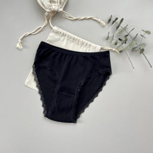 Black Cotton Panties Set, Organic Low Rise Panty Set, Black Underwear, Cotton Lingerie, Two Pack, Three Pack, Four Pack