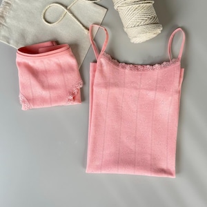 Organic Cotton Homewear Set, Pink Homewear Set , Pink Cotton Sleepwear, Cotton Lingerie Set, Pink Lingerie Set