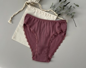 Organic Cotton Low Rise Panty Set, Plum Lingerie