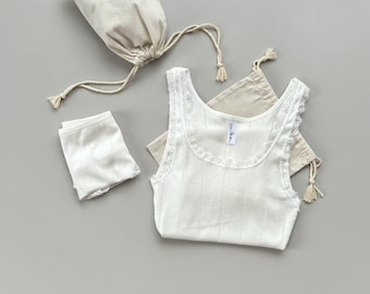 Completo per la casa in cotone biologico, completo per la casa bianco, pigiama in cotone bianco, completo intimo in cotone, completo intimo bianco, set regalo biologico