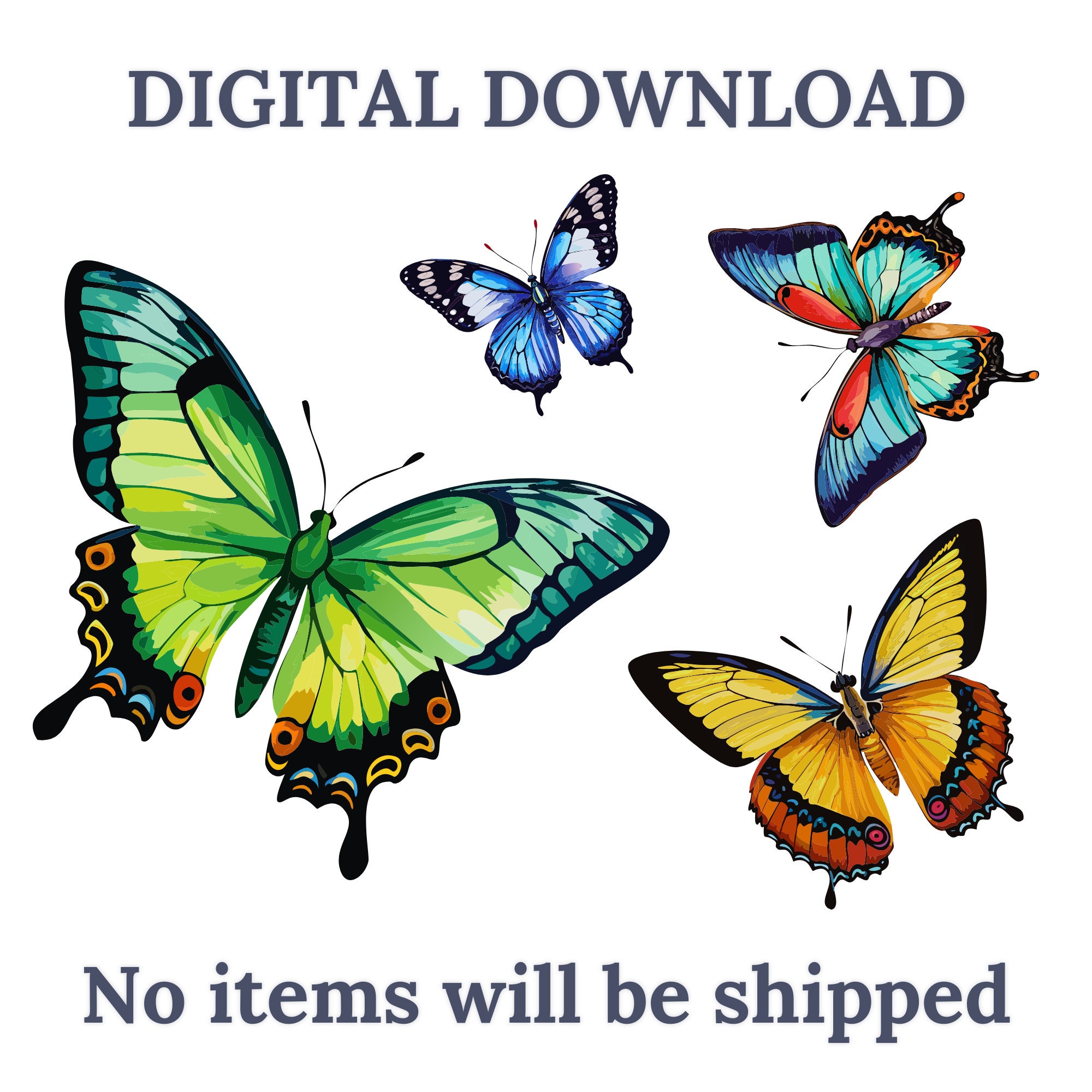 Watercolor Butterfly Clipart Bundle: 60 PNG + SVG Graphics (commercial ...