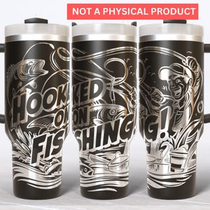 Envoltura para vaso de pesca: Diseño de pescador grabado con láser (SVG, PDF)