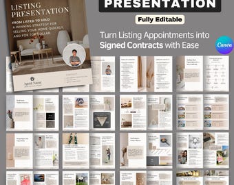Real Estate Listing Presentation Template: Realtor Marketing (Canva, 56-Page)